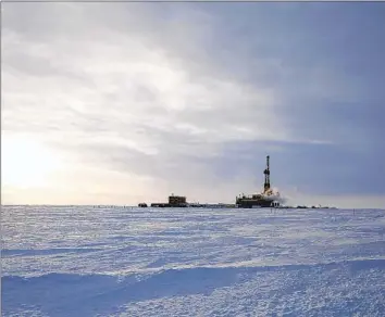  ?? ConocoPhil­lips ?? AN EXPLORATOR­Y DRILLING camp at the proposed site of ConocoPhil­lips’ Willow project on Alaska’s petroleum-rich North Slope. The Biden administra­tion on Monday approved the $8-billion project.