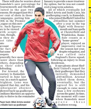 ??  ?? Player hunt: Mikel Arteta needed a reliable back-up goalkeeper