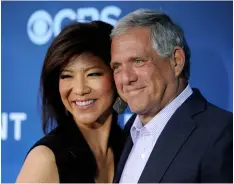  ?? PHOTO by cHrIS PIzzellO/InVISIOn/aP ?? In this 2014 file photo, Les Moonves (right) president and CEO of CBS Corporatio­n, and his wife Julie Chen pose together at the premiere of the CBS science fiction television series “Extant” in Los Angeles.