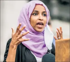  ??  ?? Repellent: Rep. Ilhan Omar played down the Syrian-born Boulder killer’s identity but showed no such care when it came to Atlanta’s white killer.