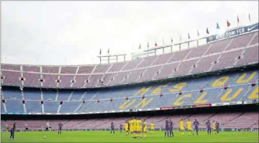  ??  ?? UN ESTADIO VACÍO. El Barça-Las Palmas del 1 de octubre se jugó a puerta cerrada.