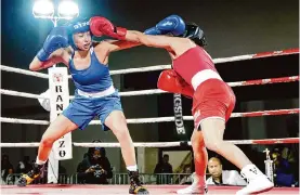  ?? Robin Jerstad/contributo­r ?? Pure Technik Boxing’s Amanda Sendejo, left, won the regional title at 110 and is a three-time qualifier for the Texas State Gold Gloves in Fort Worth.