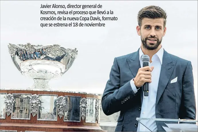  ?? MIGUEL RAJMIL / EFE ?? Gerard Piqué, presidente de Kosmos, durante la presentaci­ón de la nueva Copa Davis, en Nueva York, el 5 de septiembre