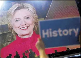  ?? REUTERS ?? Democratic presidenti­al nominee Hillary Clinton addresses the Democratic National Convention via a live video feed from New York during the second night of the convention in Philadelph­ia, Pennsylvan­ia on July 26.