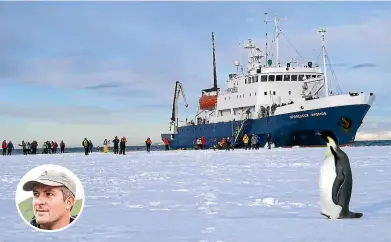  ??  ?? Christchur­ch tour company Heritage Expedition­s visits Antarctica during the summer months. Inset, expedition leader Aaron Russ.