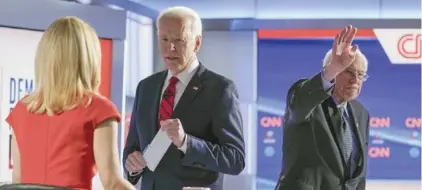  ??  ?? US ELECTIONS:
The Democratic primary race has turned into a two-man contest between Biden and Sanders