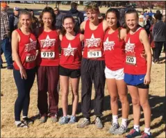  ?? Submitted photo ?? GARLAND COUNTY ALL-STARS: Six cross country runners from Garland County recently competed at the Arkansas vs. Oklahoma All-Star cross country meet at Shiloh Christian in Springdale. Representi­ng the county were, from left, Lake Hamilton senior Meighan Mears, Lake Hamilton freshman Olivia Pielemeier, Lakeside freshman Whitley Terry, Lake Hamilton sophomore Zeke McCain, Lakeside senior McKaila Davis and Jessievill­e freshman Juliah Rodgers.