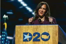  ?? Carolyn Kaster / Associated Press ?? In Democratic vice presidenti­al candidate Kamala Harris’ past campaigns, she relied on Big Tech for donations.