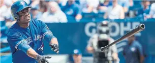  ?? RICK MADONIK/TORONTO STAR ?? Curtis Granderson had four hits, a walk and a career-high six RBIs in the Jays’ win over the O’s. “The cool thing about this game is ... something can happen that’s never happened before.”