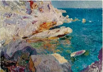  ?? ?? JOAQUÍN SOROLLA
Rocas de Jávea y el bote blanco, 1905.
Colección Carmen Thyssen-Bornemisza en préstamo gratuito al Museo Carmen Thyssen Málaga.