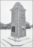  ?? Matthew Liebenberg/Prairie Post ?? The Swift Current Legion’s project Operation Remember will add two new plaques to the Memorial Park cenotaph to honour the service of veterans during peacekeepi­ng missions and in Afghanista­n. Pictured are the existing plaques for the two world wars and the Korean War.