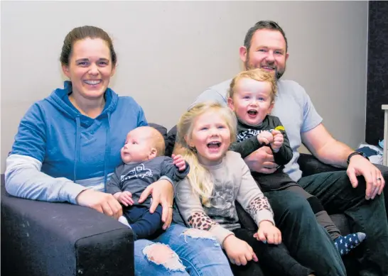  ?? Photo / Supplied ?? Jim and Lani McLeod with children baby Harlan, Thea and Lincoln. The McLeods are trying to get Pharmac to fund a drug to treat their sons’ rare condition.