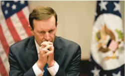  ?? DARKO VOJINOVIC/AP FILE ?? U.S. Sen. Chris Murphy, shown in the U.S. embassy in Belgrade, Serbia, on April 19, called background checks “the holy grail” that will reduce gun violence.