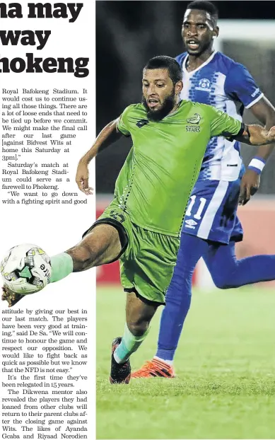  ?? / ANESH DEBIKY/GALLO IMAGES ?? Riyaad Norodien of Platinum Stars is set to return to parent club Orlando Pirates.