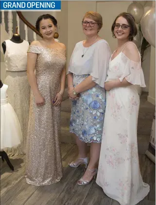  ??  ?? Niki Donohoe (centre) with Aoife O’Leary and Keelin Nielsen Donohoe at the opening of her new bridal shop, Dreamy Curves Bridal, on Bray’s Main Street.