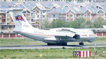  ??  ?? An Air Koryo airplane arrives at an airport in Dalian, Liaoning province, China. — Reuters/Kyoda photo
