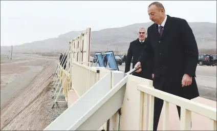  ??  ?? President Liham Aliyev foundation stone for Ordubad Hydroelect­ric Power Plant.