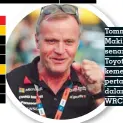  ??  ?? Tommi Makinen senang saat Toyota meraih kemenangan pertamanya dalam sejarah WRC Jerman