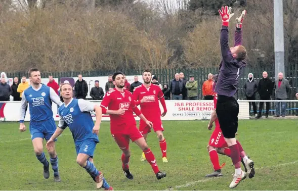  ?? JIM CHAPMAN ?? ■ An attack comes to nothing in yesterday’s Ebac Northern League Division Two clash between Thornaby and Billingham Town