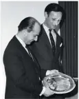  ?? ?? Ray’s (right) designs brought in the silverware for then chairman of C&N Peter Nicholson (left)