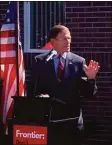  ?? Contribute­d photo ?? U.S. Sen. Richard Blumenthal addresses members of Local 1298 of the Communicat­ions Workers of America Thursday in Hamden.