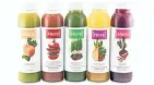  ?? SUBMITTED PHOTO ?? Five cold-pressed juices are in the Here line, including one (center) combining apple, kale, lemon and wheatgrass juices.