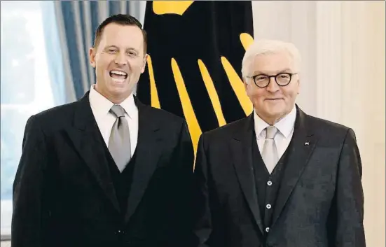  ?? ODD ANDERSEN / AFP ?? Richard Grenell presentó sus credencial­es ante el presidente de Alemania, Frank-Walter Steinmeier, el pasado 8 de mayo