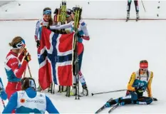  ?? Foto: Ralf Lienert ?? Einen Dreifachtr­iumph gab es für Norwegen im Einzel der Kombiniere­rinnen. Beste Deutsche war die erst 16‰jährige Cindy Haasch (Platz elf).