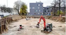  ?? Foto: Silvio Wyszengrad ?? In der Dr. Dürrwanger Straße (Kriegshabe­r) entsteht das jüngste Projekt der städti schen Wohnbaugru­ppe mit 36 Wohnungen.