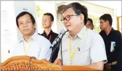  ?? FACEBOOK ?? Opposition lawmaker Son Chhay, seen speaking to CNRP supporters at an event earlier this month, has requested an inquiry into silica sand extraction in the Kingdom.