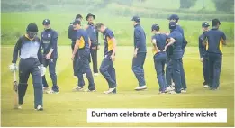  ??  ?? Durham celebrate a Derbyshire wicket