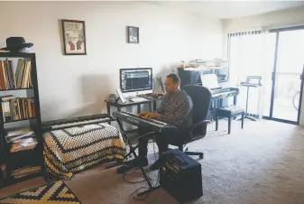  ?? Paul Chinn / The Chronicle 2020 ?? Above: Musician Kev Choice works in his home studio. Left: Oakland Mayor Libby Schaaf rallies in February to reopen public schools.