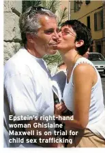  ?? ?? Epstein’s right-hand woman Ghislaine Maxwell is on trial for child sex traffickin­g