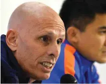  ?? – File Photo ?? SEA CHANGE: Head coach of the Indian football team Stephen Constantin­e during a press conference.