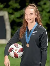  ?? SIMON O’CONNOR/STUFF ?? Mackenzie Barry, 17, was part of the historymak­ing New Zealand Fifa Under-17 Women’s World Cup team.