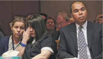  ??  ?? Elzbieta Plackowska listens to an interprete­r with First Deputy Public Defender George Ford ( right) at her trial at the DuPage County courthouse in Wheaton on Wednesday.
| BEV HORNE/ DAILY HERALD POOL PHOTO