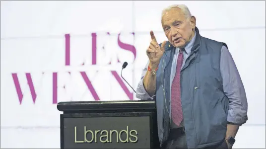  ?? [ADAM CAIRNS/DISPATCH] ?? L Brands founder, chairman and CEO Les Wexner speaks to investors in 2017. The Columbus-based retailer was one of the hardest-hit companies during 2018, posting the third-highest loss among the companies on the S&amp;P 500 index.