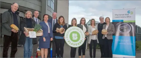  ??  ?? Memb ers of Dundalk Institute of Technology and the Louth and Meath Local Enterpriae Offices with local food producers at the announceme­nt in DKIT.