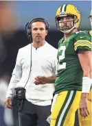  ?? MATTHEW EMMONS/USA TODAY SPORTS ?? Will quarterbac­k Aaron Rodgers and Packers head coach Matt LaFleur have a third season together in 2021?