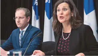  ?? JACQUES BOISSINOT LA PRESSE CANADIENNE ?? La ministre québécoise de la Justice, Stéphanie Vallée, expliquait mardi les principes d’applicatio­n de la Loi sur la neutralité religieuse de l’État.