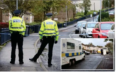  ?? Picture: George Munro ?? Police at the scene of the murder in Greenock