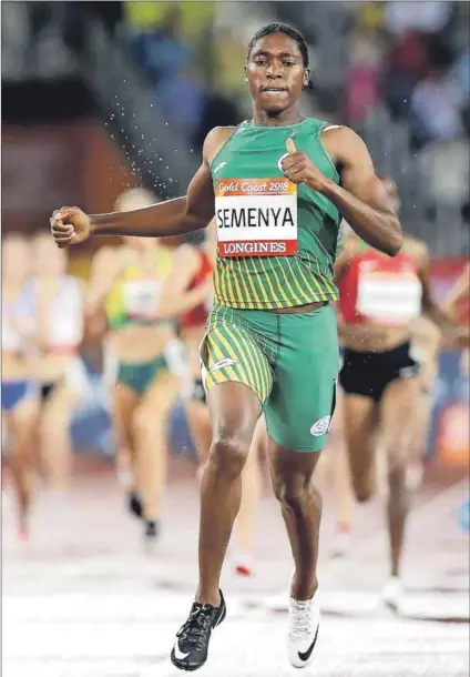  ??  ?? As chance would have it: Caster Semenya, pictured winning gold in the 1 500m at the 2018 Commonweal­th Games, should not be penalised for what nature gave her. Photo: Cameron Spencer/Getty Images