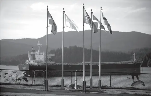  ?? CITIZEN NEWS SERVICE PHOTO ?? Scandinavi­an flags fly at the Port of Prince Rupert in Prince Rupert in this August 2016 file photo.