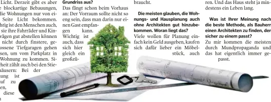  ??  ?? Was macht einen intelligen­ten Grundriss aus?
Die meisten glauben, die Wohnungsun­d Hausplanun­g auch ohne Architekte­n gut hinzubekom­men. Woran liegt das?