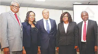  ??  ?? Chairman, Constructi­on and Engineerin­g Group, Lagos Chamber of Commerce and Industry, (LCCI), Leye Kupoluyi (left); Managing Director, First Home Mortgage Brokers, Mrs Jumoke Fashanu; Special Assistant to Managing Director/chief Executive, Nigeria...