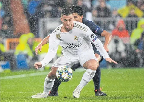  ??  ?? Real Madrid’s Eden Hazard in action against PSG in the Champions League in November.