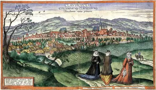  ??  ?? ABOVE: An early 17th century engraving of Cluj-Napoca by Georg Houfnagel after a painting by Egidius van der Rye.