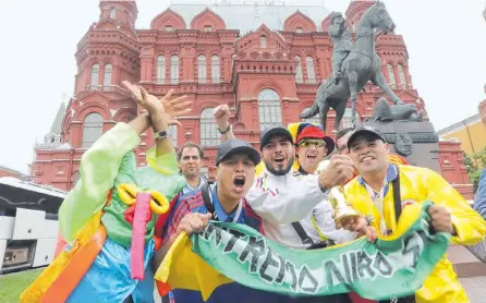  ?? MAURICIO MORENO/ADN ?? Los hinchas de Colombia se han hecho sentir en Moscú. Son de los que más gritan, más voces de aliento tienen para la Selección.