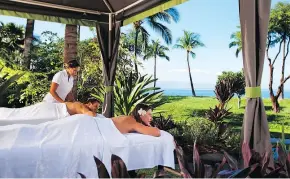  ??  ?? A couples massage by the beach is a great way to enjoy a visit to Spa Helani at the Westin Ka’anapali Ocean Resort Villas. — SPA HELANI