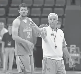 ?? JUSTIN FORD, USA TODAY SPORTS ?? Coach Roy Williams and forward Luke Maye will aim for North Carolina’s 120th victory in NCAA tournament play in Friday’s Sweet 16 vs. Butler in Memphis.